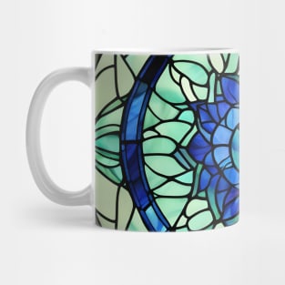 Green and blue stained glass mandala Mug